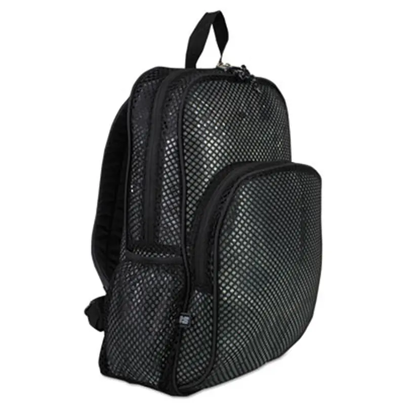Mesh Backpack, Fits Devices Up to 17", Polyester, 12 x 17.5 x 5.5, Black - Book Bags | Eastsport