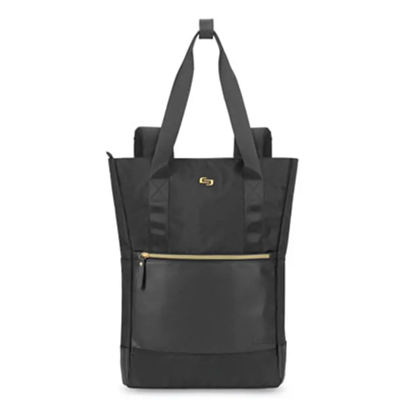 Parker Hybrid Tote/Backpack, Fits Devices Up to 15.6", Polyester, 3.75 x 16.5 x 16.5, Black/Gold - Book Bags | Solo