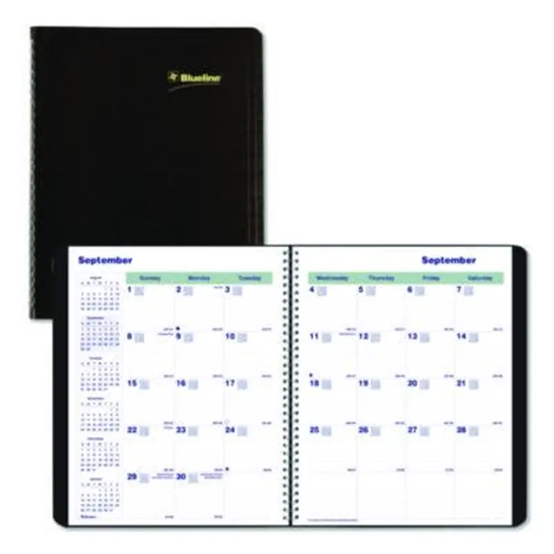 Plan and Link Monthly Planner, 9.25 x 7.25, Black Distressed Faux Leather Cover, 16-Month: Sept 2024 to Dec 2025 - Appointment Books & Planners | Blueline