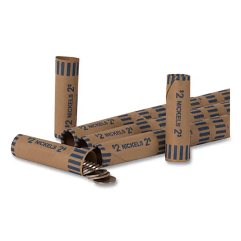 Preformed Tubular Coin Wrappers, Nickels, $2, 1000 Wrappers/Box - Cash/Coin Wrappers | Pap-R Products