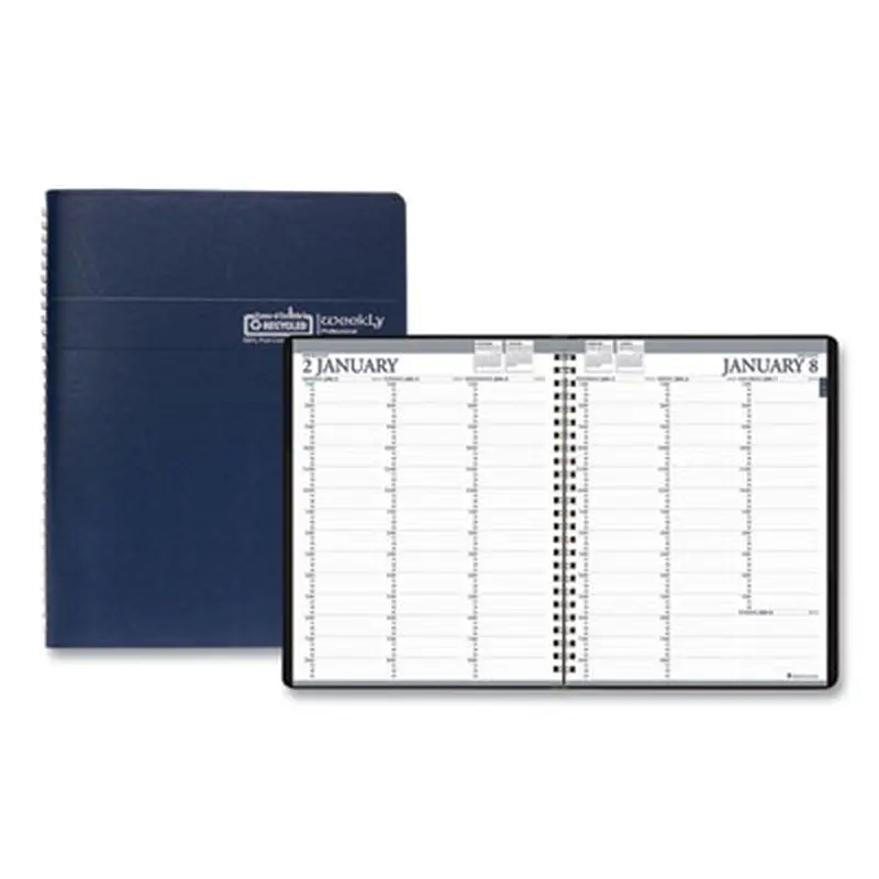 Recycled Professional Weekly Planner, 15-Minute Appts, 11 x 8.5, Blue Wirebound Soft Cover, 12-Month (Jan to Dec): 2026 - Appointment Books & Planners | House of Doolittle