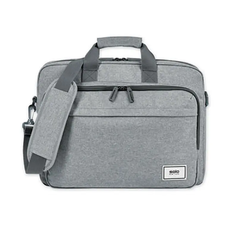Sustainable Recycled Collection Laptop Bag, Fits Devices Up to 15.6", Recycled PET Polyester, 16.25 x 4.5 x 12, Gray - Laptop & Tablet Bags | Solo
