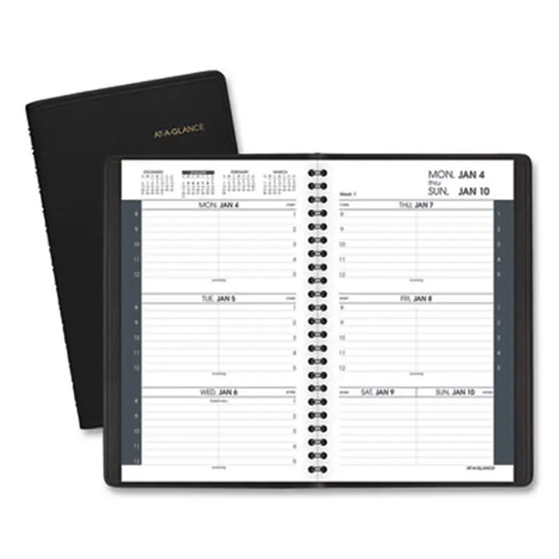 Weekly Block Format Appointment Book Ruled for Hourly Appointments, 8 x 5, Black Cover, 12-Month (Jan to Dec): 2026 - Appointment Books & Planners | AT-A-GLANCE