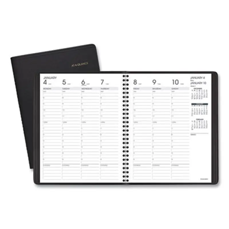 Weekly Vertical-Column Appointment Book Ruled for Hourly Appointments, 8.75 x 7, Black Cover, 13-Month: Jan 2026 to Jan 2027 - Appointment Books & Planners | AT-A-GLANCE