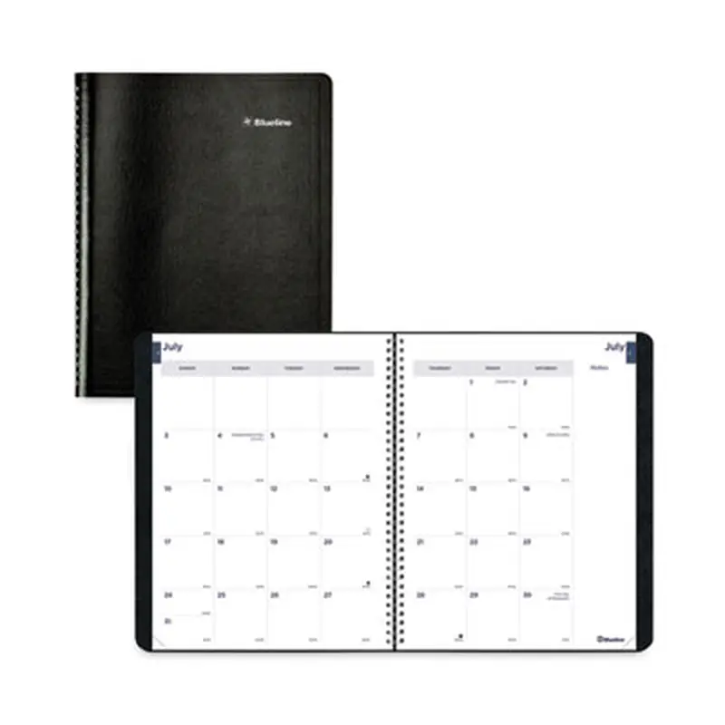 Academic Monthly Planner, 11 x 8.5, Black Cover, 14-Month: July 2025 to Aug 2026 - Appointment Books & Planners | Blueline