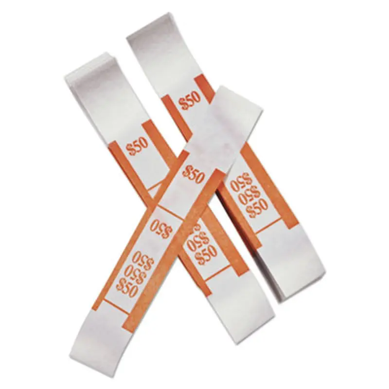 Color-Coded Kraft Currency Straps, Dollar Bill, $50, Self-Adhesive, 1000/Pack - Cash/Coin Wrappers | Iconex