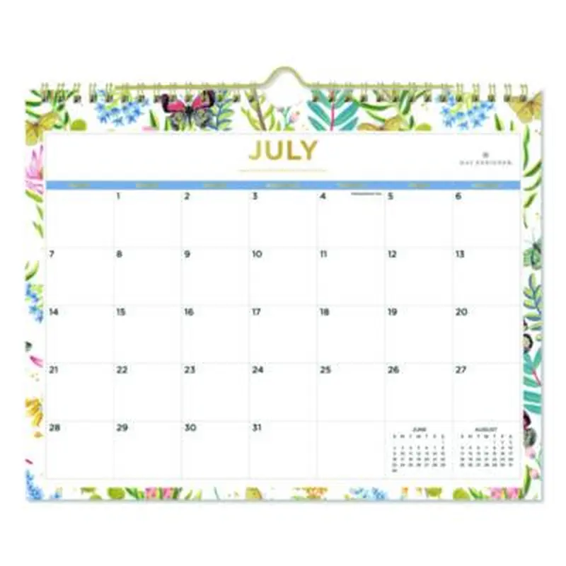 Day Designer Flutter Academic Year Wall Calendar, Butterfly Floral Artwork, 11 x 8.75, 12-Month (July to June): 2025 to 2026 - Wall Calendars | Blue Sky