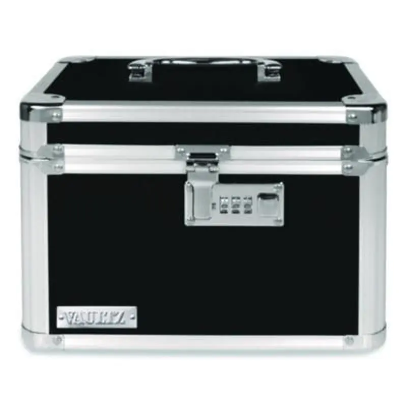 Latching Lid Locking Personal Security Box, Combination Lock, 10 x 7.5 x 7.75, Plastic; Steel; Aluminum, Black - Cash Drawers/Boxes/Trays | Vaultz