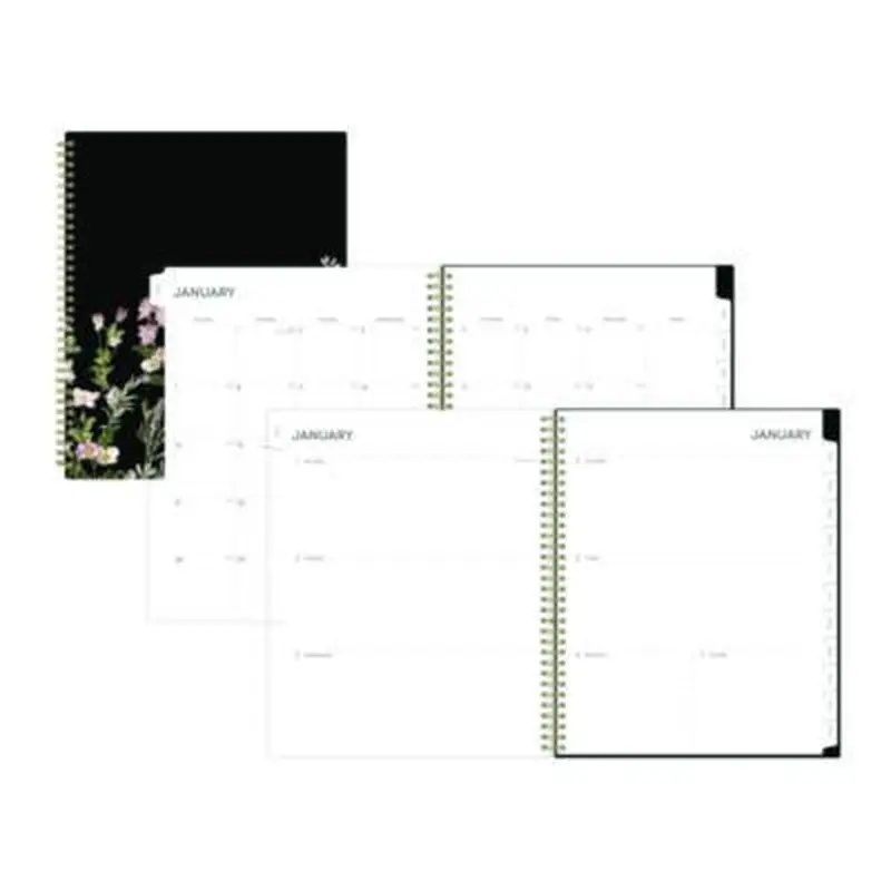 Nevaeh Weekly/Monthly Planner, Floral Artwork, 11 x 8.5, Black/Multicolor Cover, 12-Month (Jan to Dec): 2026 - Appointment Books & Planners | Blue Sky