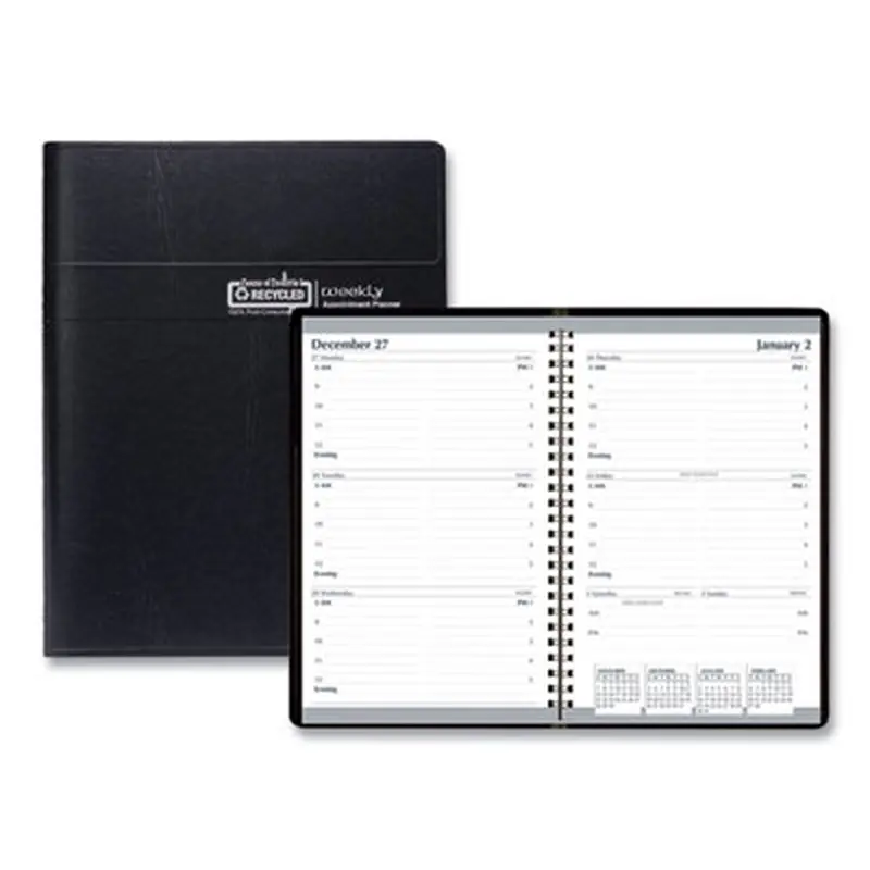 Recycled Weekly Appointment Book, 8 x 5, Black Cover, 12-Month (Jan to Dec): 2026 - Appointment Books & Planners | House of Doolittle