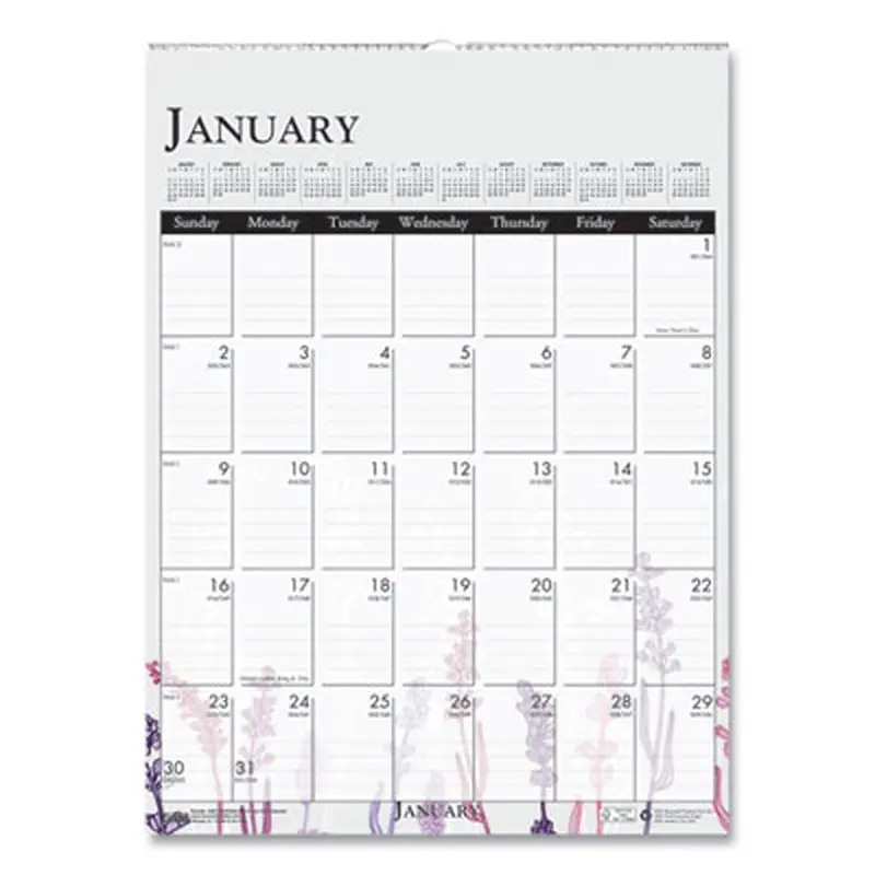 Recycled Wild Flower Wall Calendar, Wild Flowers Artwork, 12 x 16.5, White/Multicolor Sheets, 12-Month (Jan to Dec): 2026 - Wall Calendars | House of Doolittle