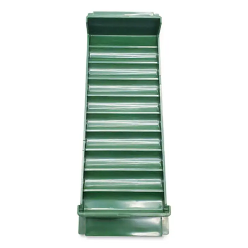 Stackable Plastic Coin Tray, Dimes, 10 Compartments, Stackable, 3.75 x 11.5 x 1.5, Green, 2/Pack - Cash Drawers/Boxes/Trays | CONTROLTEK