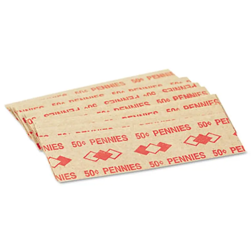 Tubular Coin Wrappers, Pennies, $.50, Pop-Open Wrappers, 1000/Pack - Cash/Coin Wrappers | Iconex