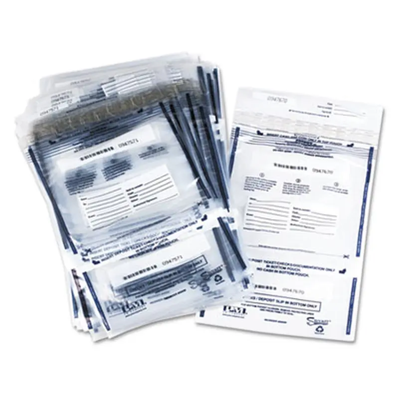 Clear Dual Deposit Bags, Tamper Evident, Plastic, 11 x 15, Clear, 100/Pack - Cash Bags | Iconex