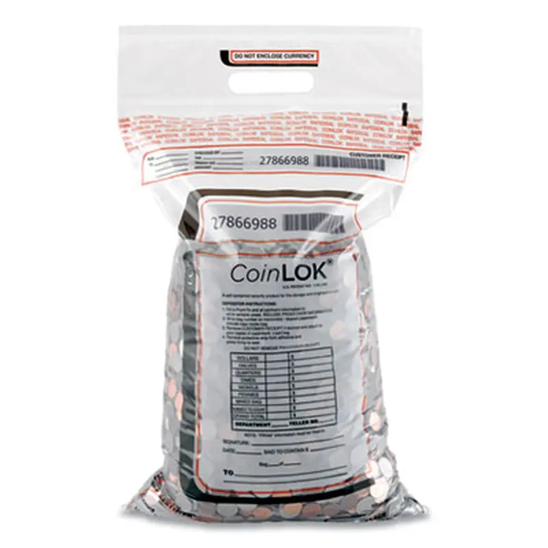 Coin Bag, Plastic 12.5 x 25, Clear, 50/Pack - Cash Bags | CoinLOK