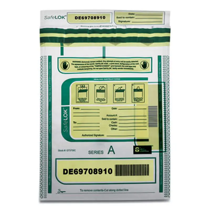 Deposit Bag, Plastic, 9 x 12, Clear, 100/Pack - Cash Bags | SafeLOK