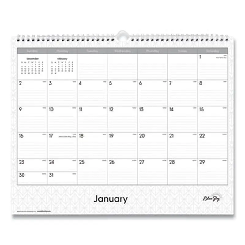 Enterprise Wall Calendar, Geometric Artwork, 15 x 12, White/Gray Sheets, 12-Month (Jan to Dec): 2026 - Wall Calendars | Blue Sky