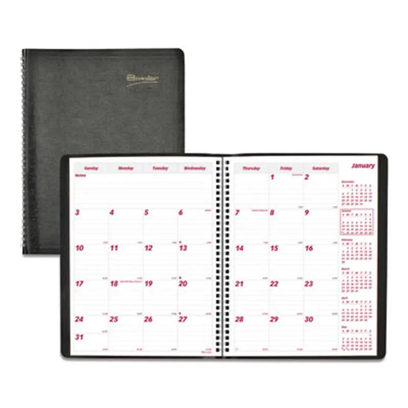 Essential Collection 14-Month Ruled Monthly Planner, 11 x 8.5, Black Cover, 14-Month: Dec 2025 to Jan 2027 - Appointment Books & Planners | Brownline