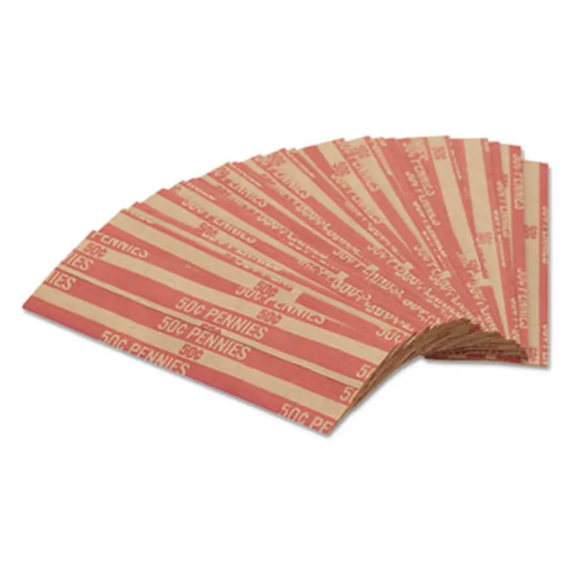 Flat Coin Wrappers, Pennies, $.50, 1000 Wrappers/Box - Cash/Coin Wrappers | Pap-R Products