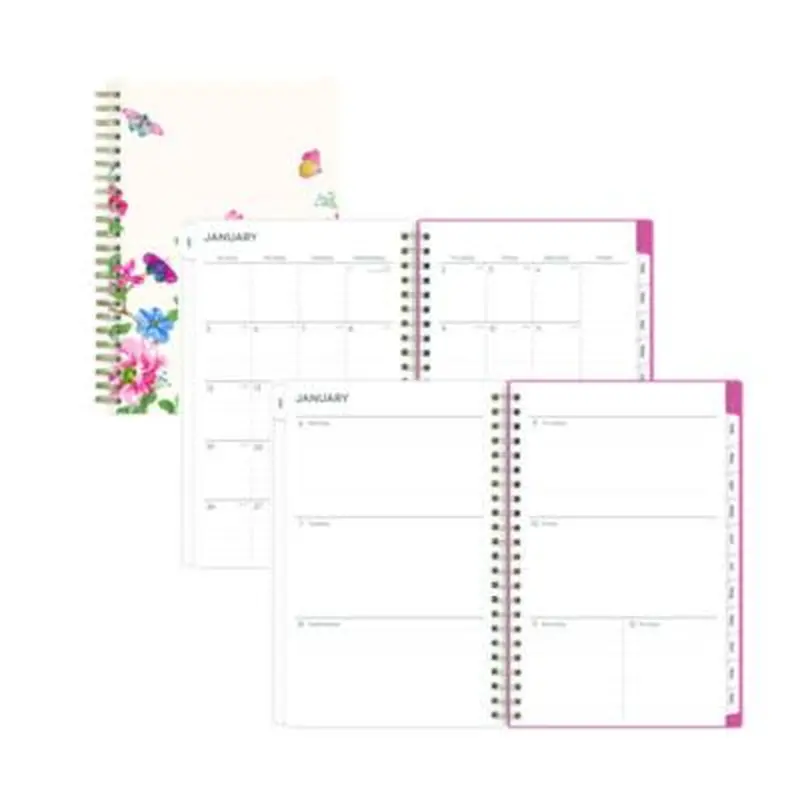 Fly By Frosted Weekly/Monthly Planner, Butterflies Artwork, 8 x 5, Blush/Pink Cover, 12-Month (Jan to Dec): 2026 - Appointment Books & Planners | Blue Sky