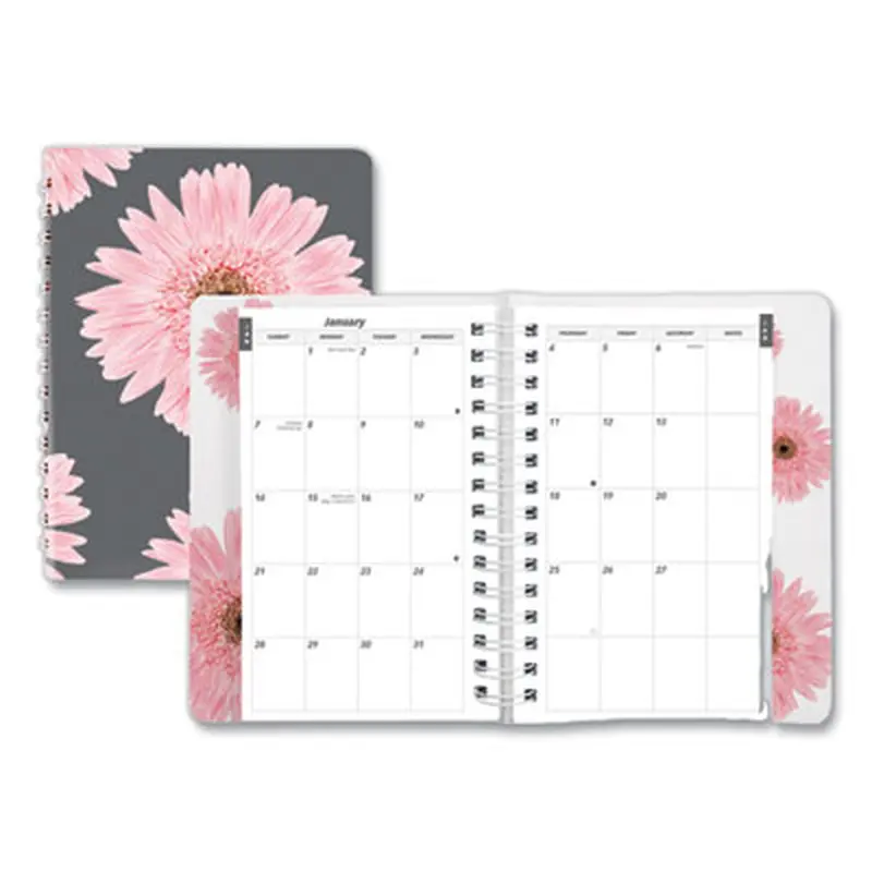 Pink Ribbon Essential Daily Appointment Book, Pink Daisy Artwork, 8 x 5, Navy/Gray/Pink Cover, 12-Month (Jan to Dec): 2026 - Appointment Books & Planners | Brownline