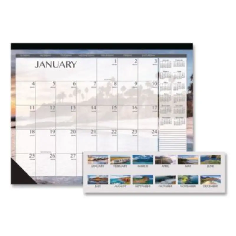 Recycled Earthscapes Desk Pad Calendar, Seascapes Photography, 18.5 x 13, Black Binding/Corners,12-Month (Jan to Dec): 2026 - Desk Pad Calendars | House of Doolittle
