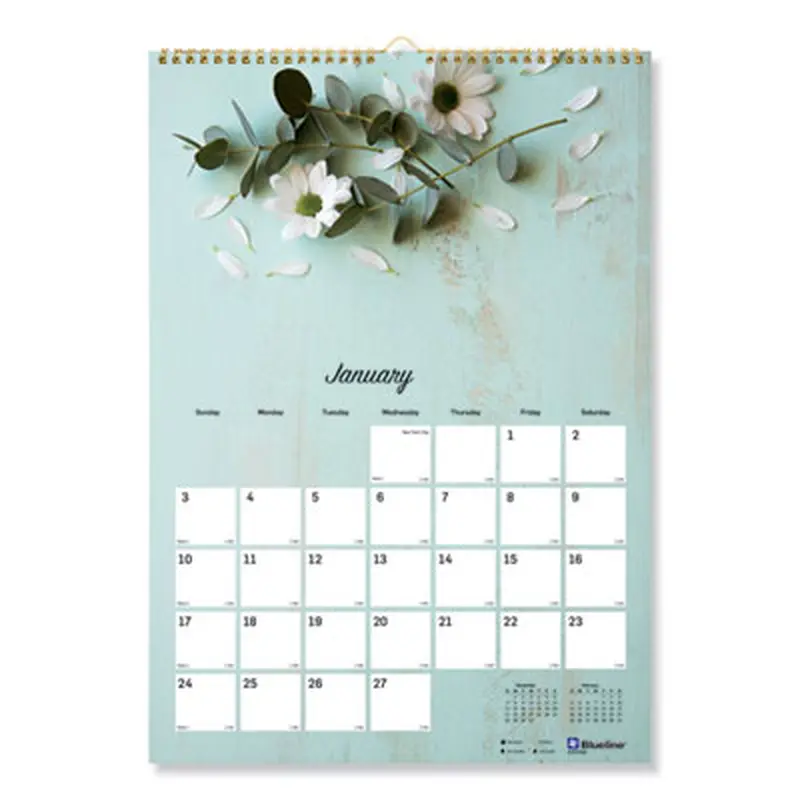 Romantic Wall Calendar, Floral Photography, 12 x 17, White/Multicolor Sheets, 12-Month (Jan to Dec): 2026 - Wall Calendars | Blueline