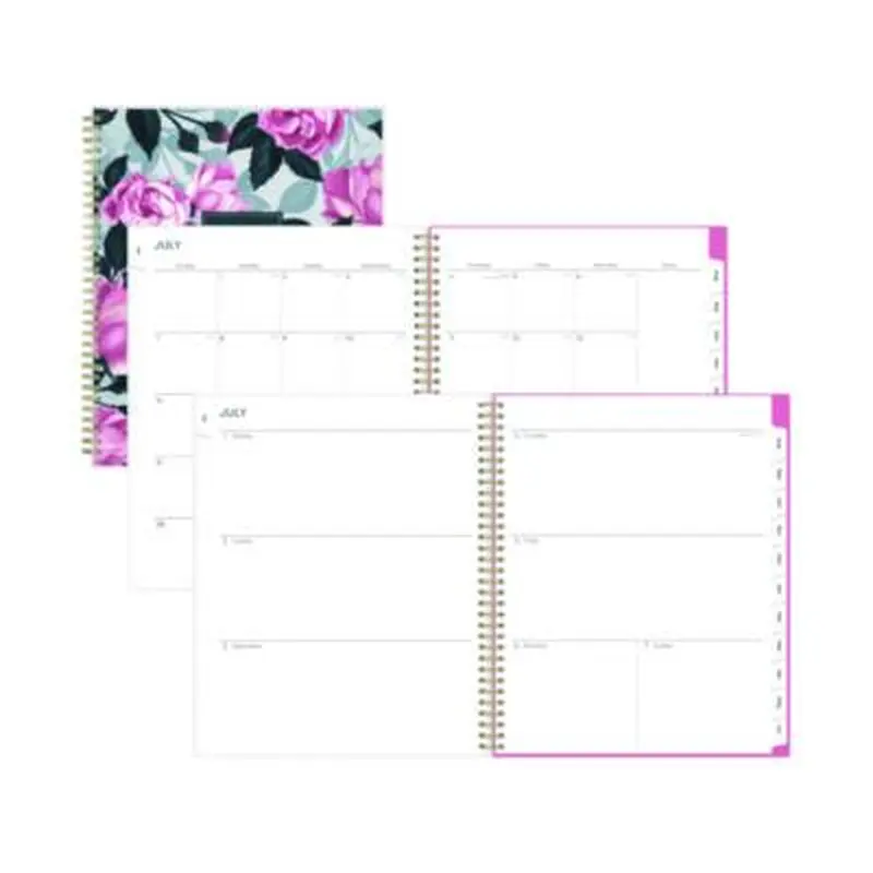 Roosevelt Pink Academic Weekly/Monthly Planner, Floral Artwork, 11" x 8.5", Pink/Gray Cover, 12-Month (July-June): 2025-2026 - Appointment Books & Planners | Blue Sky