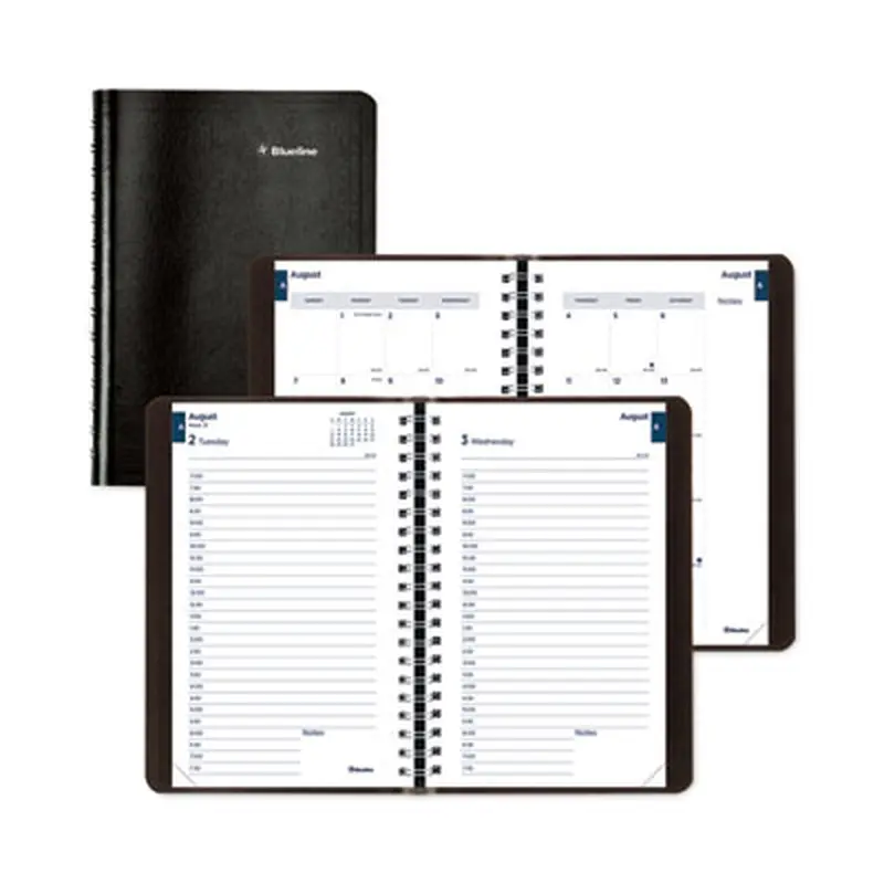 Academic Daily/Monthly Planner, 8 x 5, Black Cover, 12-Month (Aug to July): 2025 to 2026 - Appointment Books & Planners | Blueline