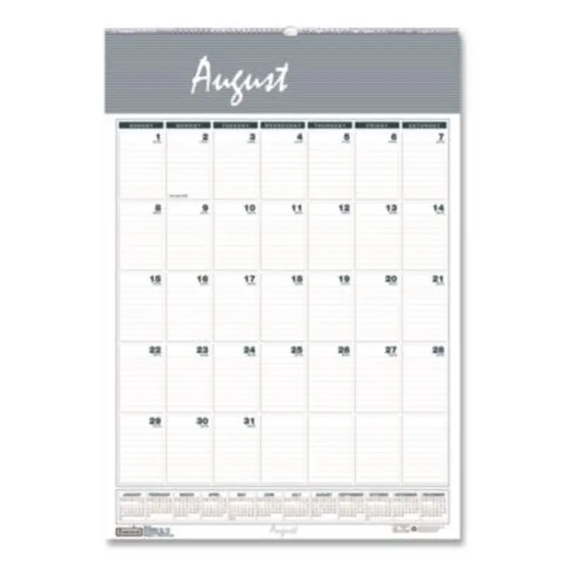 Academic Year Bar Harbor Recycled Wirebound Monthly Wall Calendar, 15.5 x 22, White/Blue Sheets, 12-Month(Aug-July):2025-2026 - Wall Calendars | House of Doolittle