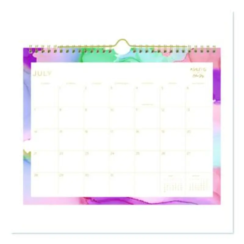 Ashley G Multicolor Smoke Academic Year Wall Calendar, 11 x 8.75, White/Multicolor Sheets, 12-Month (July to June): 2025-2026 - Wall Calendars | Blue Sky