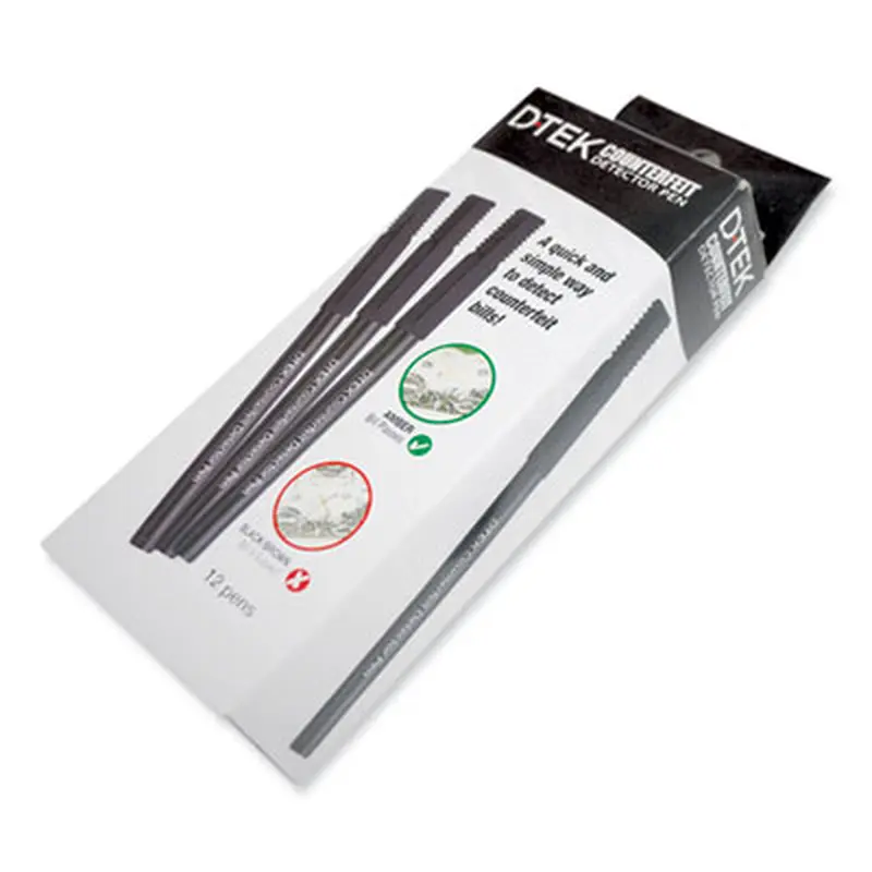 DTEK Counterfeit Detector Pens for USD, Black, 12/Pack - Counterfeit Bill Detectors | CONTROLTEK