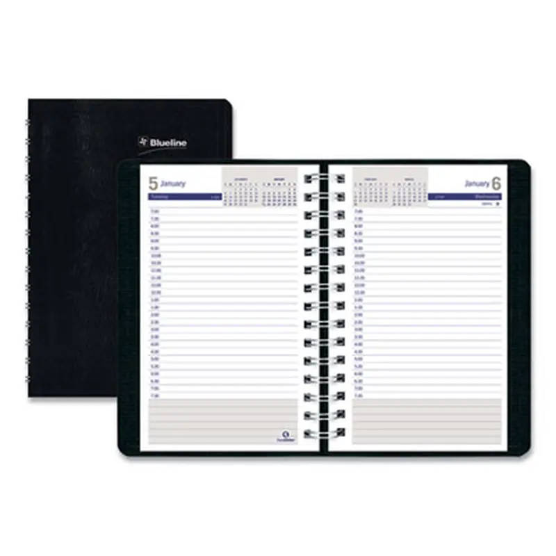 DuraGlobe Daily Planner, 30-Minute Appointments, 8 x 5, Black Soft Cover, 12-Month (Jan to Dec): 2026 - Appointment Books & Planners | Blueline