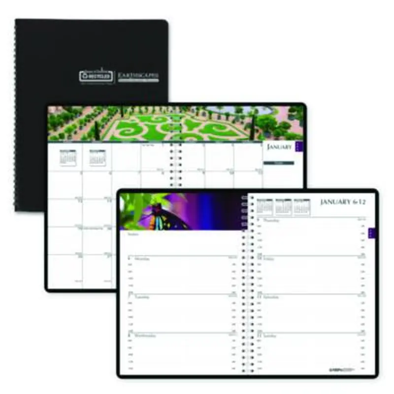 Earthscapes Recycled Weekly/Monthly Planner, Gardens of the World Photography, 10 x 7, Black Cover, 12-Month (Jan-Dec): 2026 - Appointment Books & Planners | House of Doolittle
