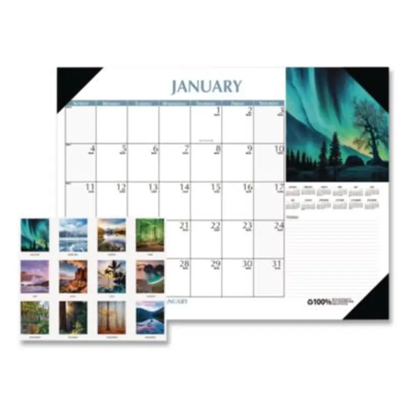 Earthscapes Scenic Desk Pad Calendar, Scenic Photos, 22 x 17, White Sheets, Black Binding/Corners,12-Month (Jan-Dec): 2026 - Desk Pad Calendars | House of Doolittle