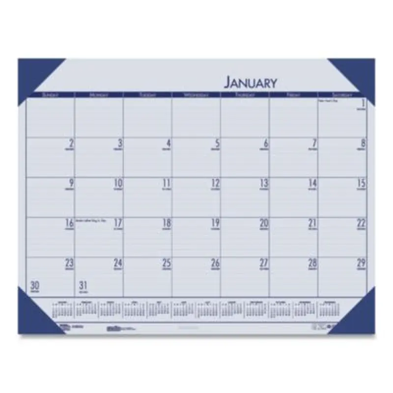 EcoTones Recycled Monthly Desk Pad Calendar, 18.5 x 13, Ocean Blue Sheets/Corners, Black Binding, 12-Month (Jan to Dec): 2026 - Desk Pad Calendars | House of Doolittle