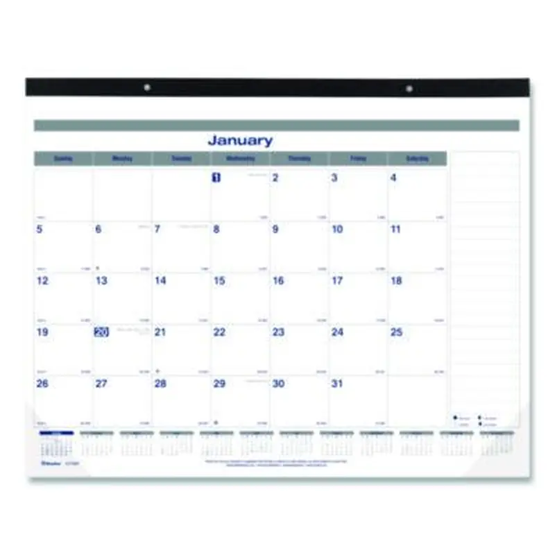 Net Zero Carbon Monthly Desk Pad Calendar, 22 x 17, White/Gray/Blue Sheets, Black Binding, 12-Month (Jan to Dec): 2026 - Desk Pad Calendars | Blueline