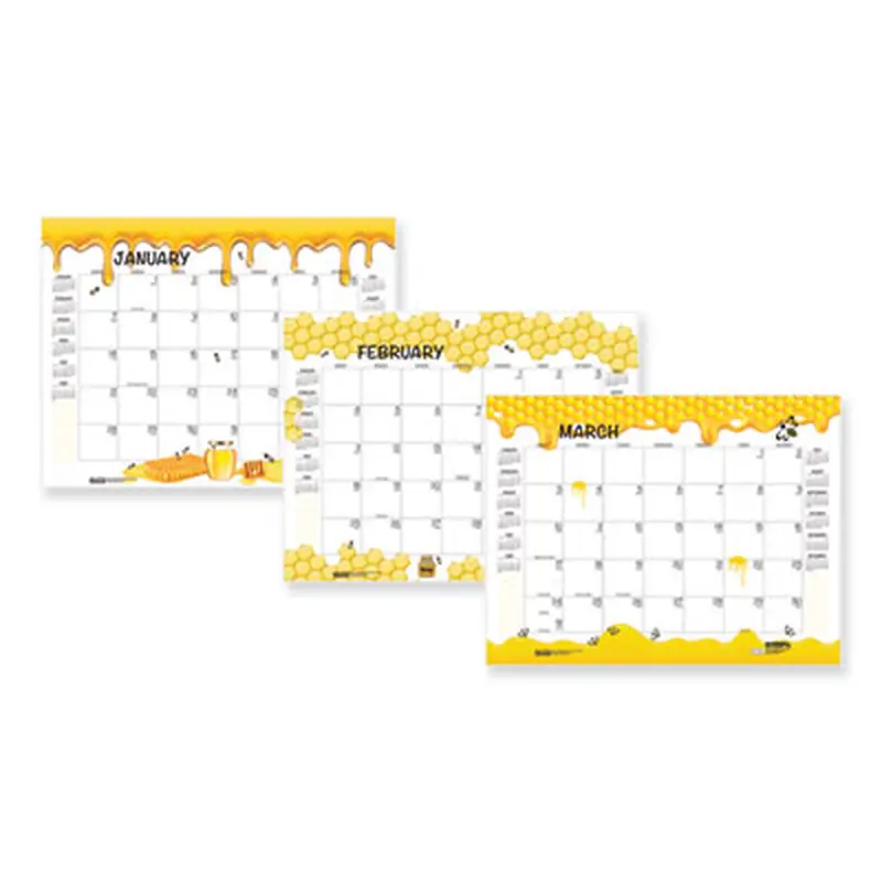 Recycled Honeycomb Desk Pad Calendar, Honeycomb Artwork, 22 x 17, White/Multicolor Sheets, 12-Month (Jan to Dec): 2026 - Desk Pad Calendars | House of Doolittle