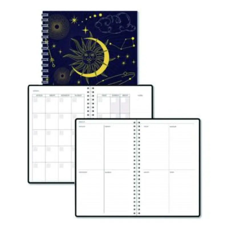 Recycled Non-Dated Monthly/Weekly Planner, Celestial, Blue/Gold Cover, Undated - Appointment Books & Planners | House of Doolittle