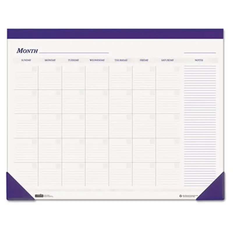 Recycled Nondated Desk Pad Calendar, 22 x 17, White/Blue Sheets, Blue Binding, Blue Corners, 12-Month (Jan to Dec): Undated - Desk Pad Calendars | House of Doolittle