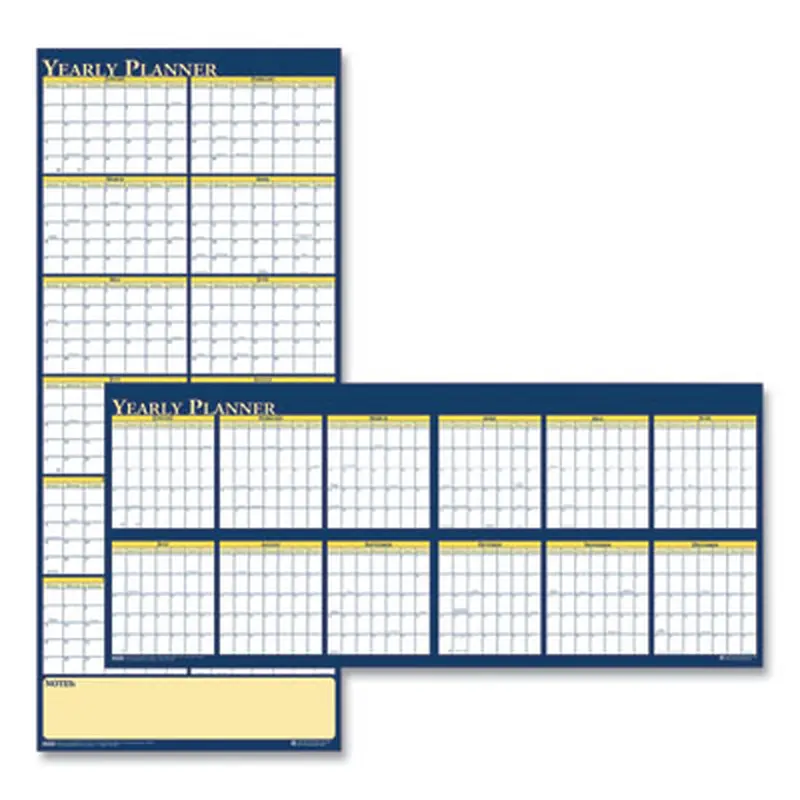 Recycled Reversible Yearly Wall Planner, 60 x 26, White/Blue/Yellow Sheets, 12-Month (Jan to Dec): 2026 - Wall Calendars | House of Doolittle