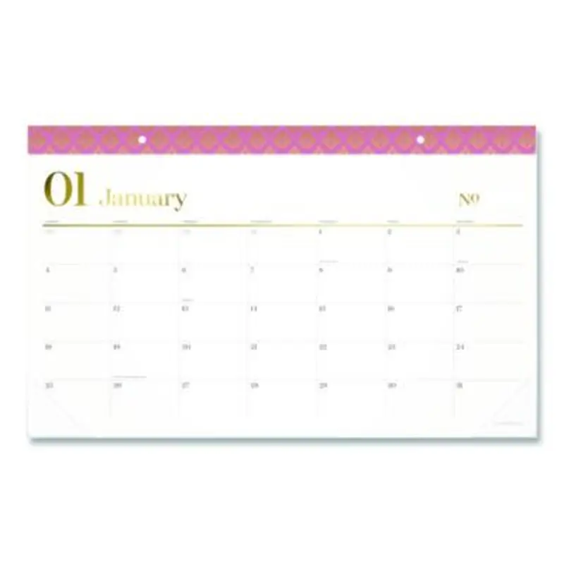 Workstyle Compact Deskpad, 17.75 x 11, White Sheets, Pink Headband/Clear Corners, 12-Month (Jan-Dec): 2026 - Desk Pad Calendars | Cambridge