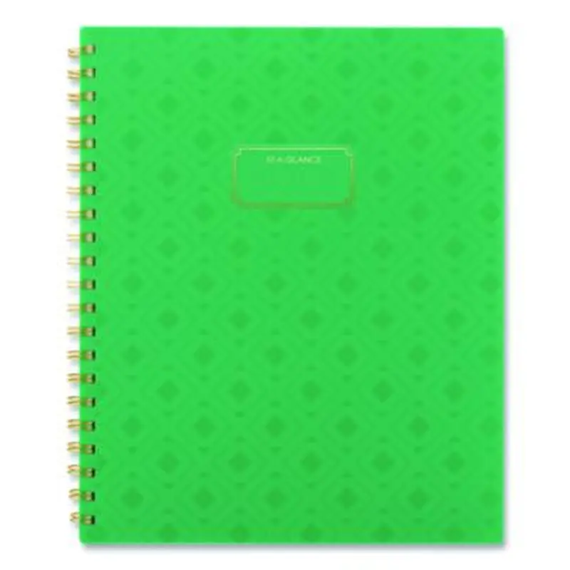 Badge Geo Weekly/Monthly Planner, 11 x 8.5, Green Cover, 13-Month (Jan-Jan): 2026 - Appointment Books & Planners | AT-A-GLANCE