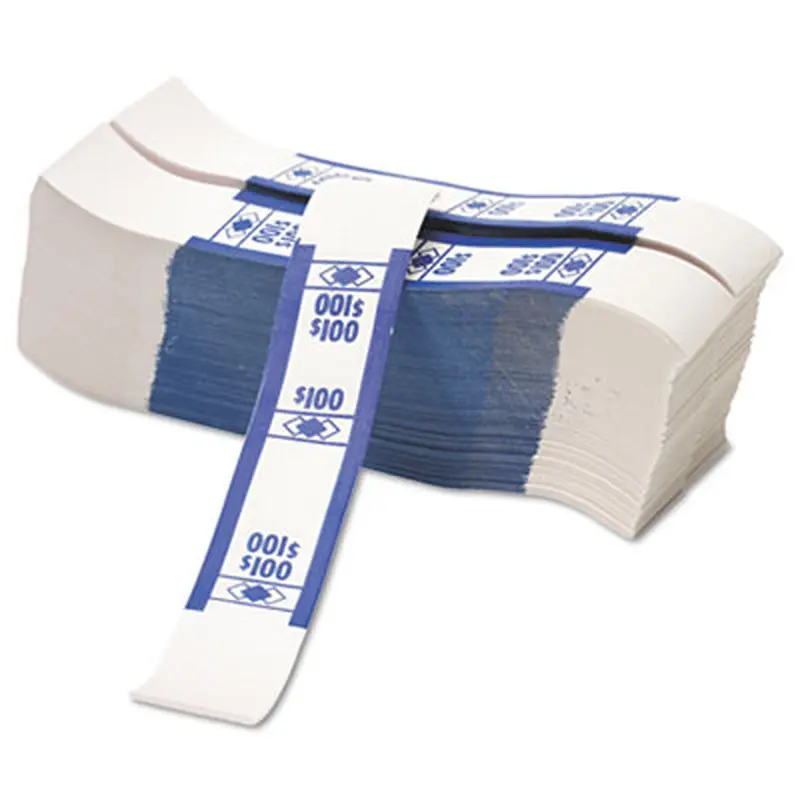 Color-Coded Kraft Currency Straps, Dollar Bill, $100, Self-Adhesive, 1000/Pack - Cash/Coin Wrappers | Iconex