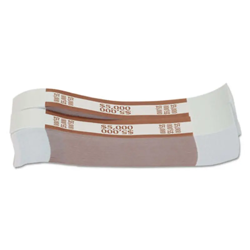 Currency Straps, Brown, $5,000 in $50 Bills, 1000 Bands/Pack - Cash/Coin Wrappers | Pap-R Products