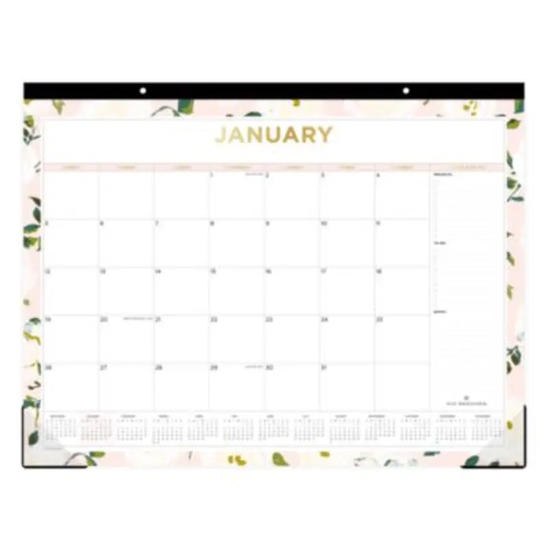 Day Designer Coming Up Roses Monthly Desk Pad Calendar, Floral Artwork, 22 x 17, Cream/Blush Sheets, 12-Month (Jan-Dec): 2026 - Desk Pad Calendars | Blue Sky