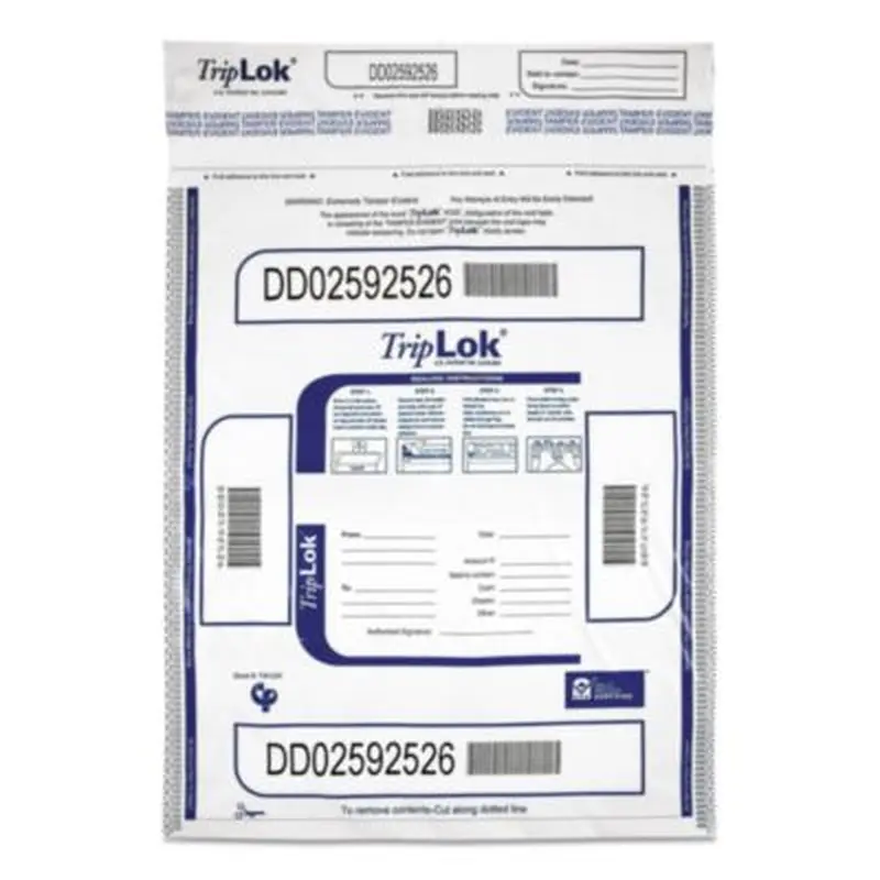 Deposit Bag, Plastic, 12 x 16, White, 100/Pack - Cash Bags | TripLOK