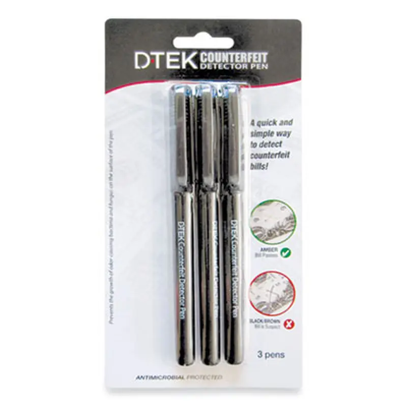 DTEK Counterfeit Detector Pens for USD, Black, 3/Pack - Counterfeit Bill Detectors | CONTROLTEK