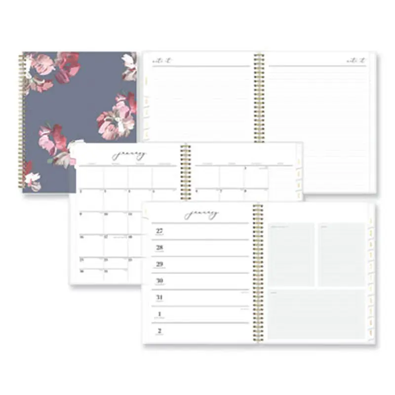 Life Note-It Leah Weekly/Monthly Notes Planner, Floral Artwork, 11 x 8.5, Gray/Pink/White Cover, 12-Month (Jan to Dec): 2026 - Appointment Books & Planners | Blue Sky