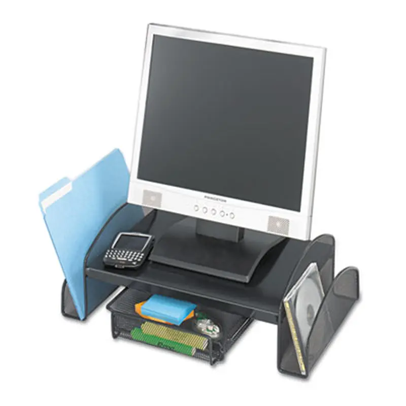 Onyx Mesh Monitor Stand, 19.25" x 11.25" x 6.25", Black - Monitor Stands | Safco
